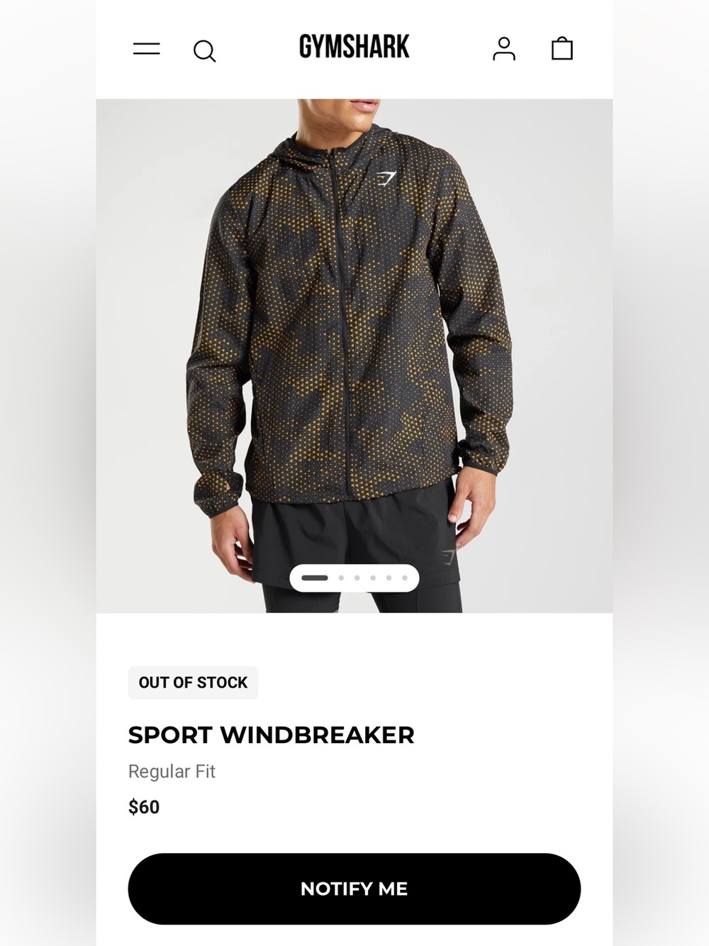 Gymshark Men’s Windbreaker Golf Fisherman Out of Stock Style